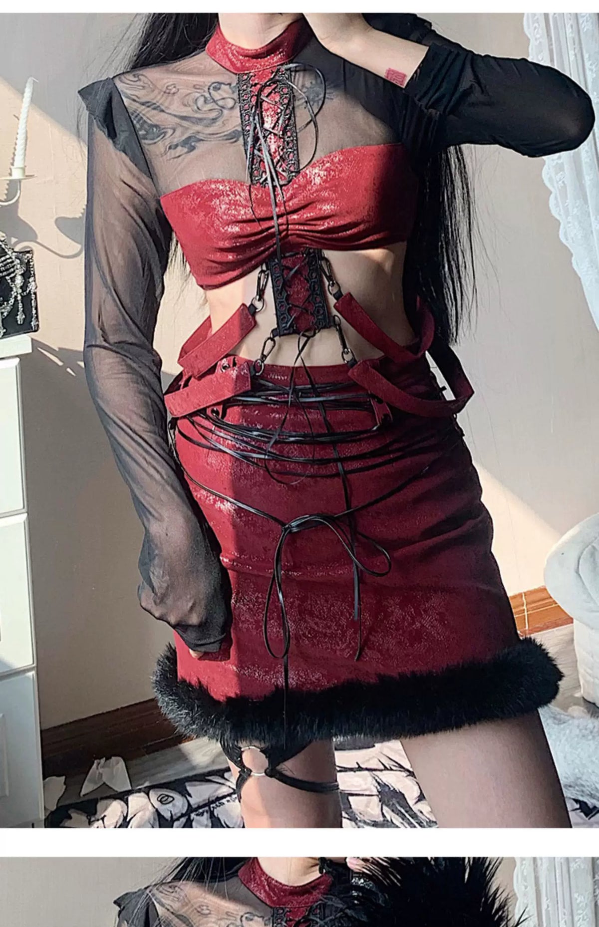 Sheer Mesh Short Blouse