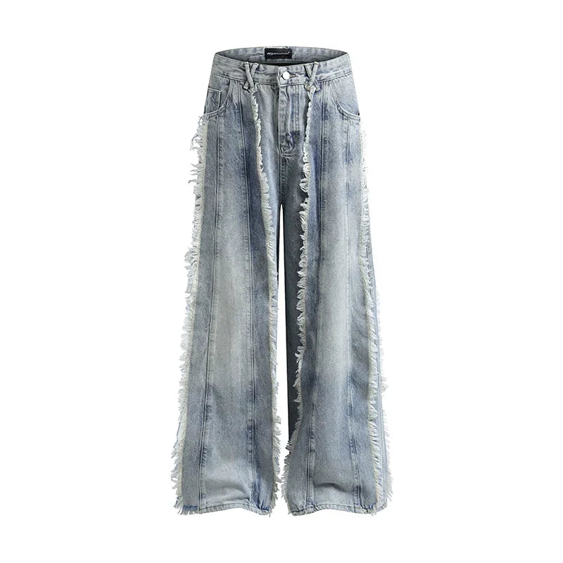 Tassel Design Wide Leg Denim Jeans
