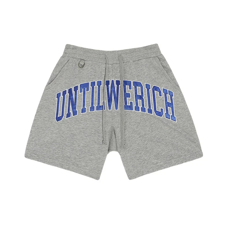 Graphic Letter Drawstring Sporty Short Pants