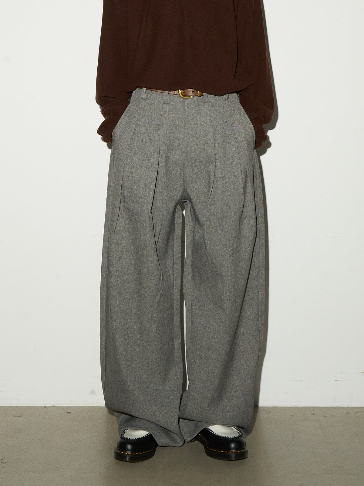 Pleats High Waist Wide Leg Trousers