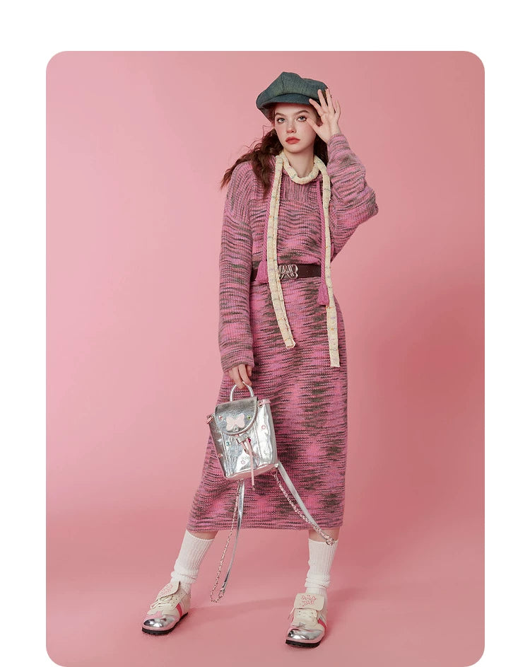 Hooded Knit Sweater Dress