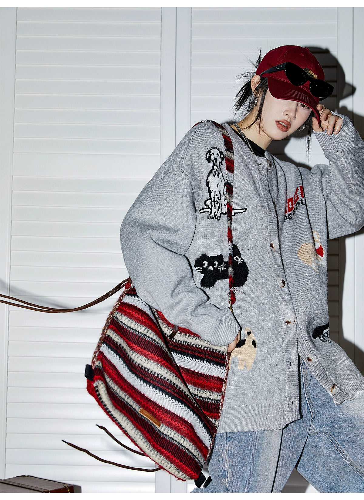 Holiday Printed Oversized Cardigan