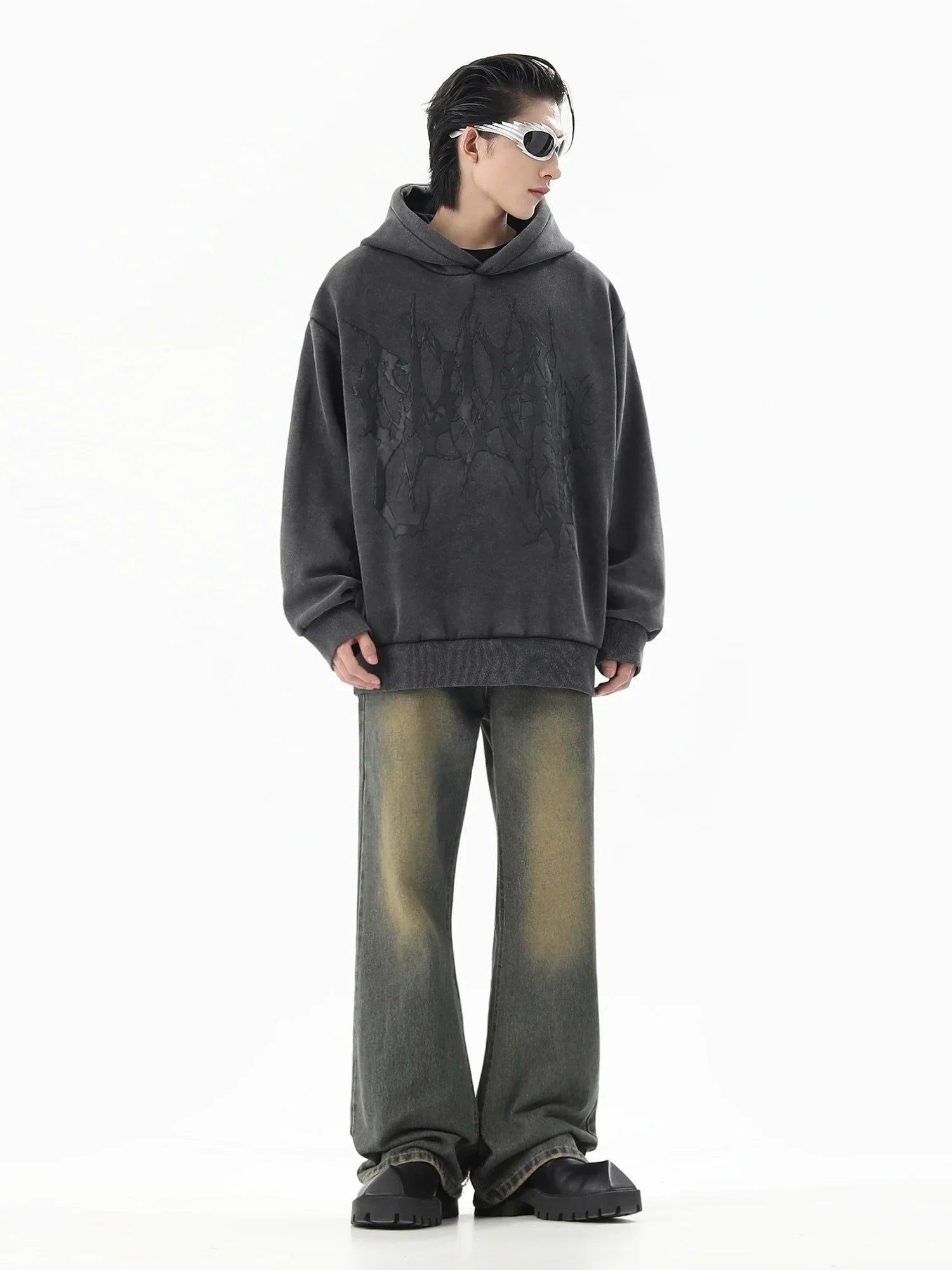 Sudadera con capucha de gran tamaño con forro polar lavado