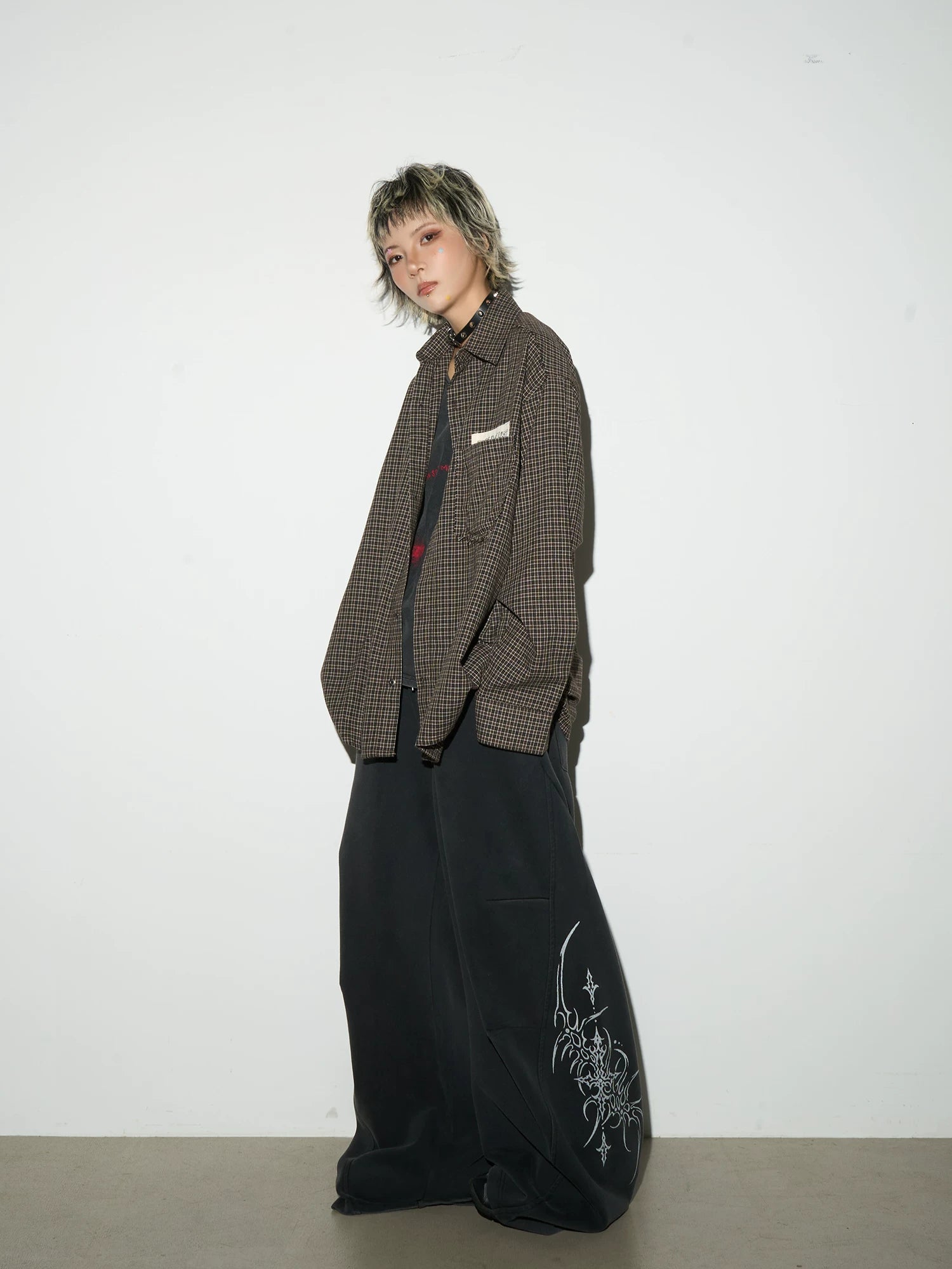 Graphic Print Oversize Zipper Hoodie & Wide Leg Sweatpants Setup