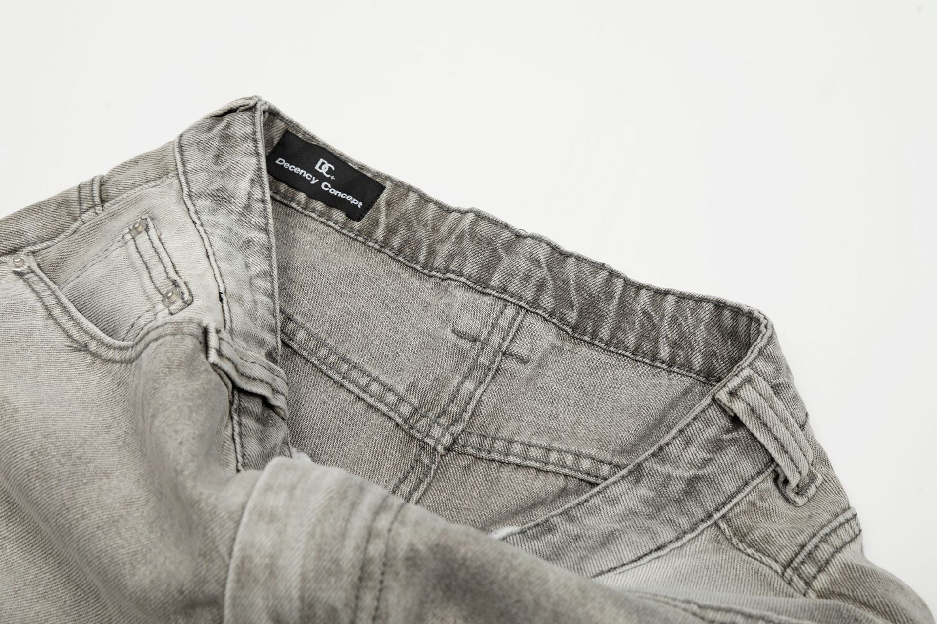 Ink Splash Damage Curved Wide Leg Denim Jeans