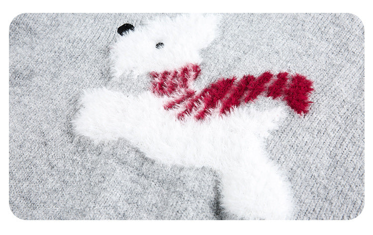 Christmas Vintage Plush Puppy Crew Neck Sweater