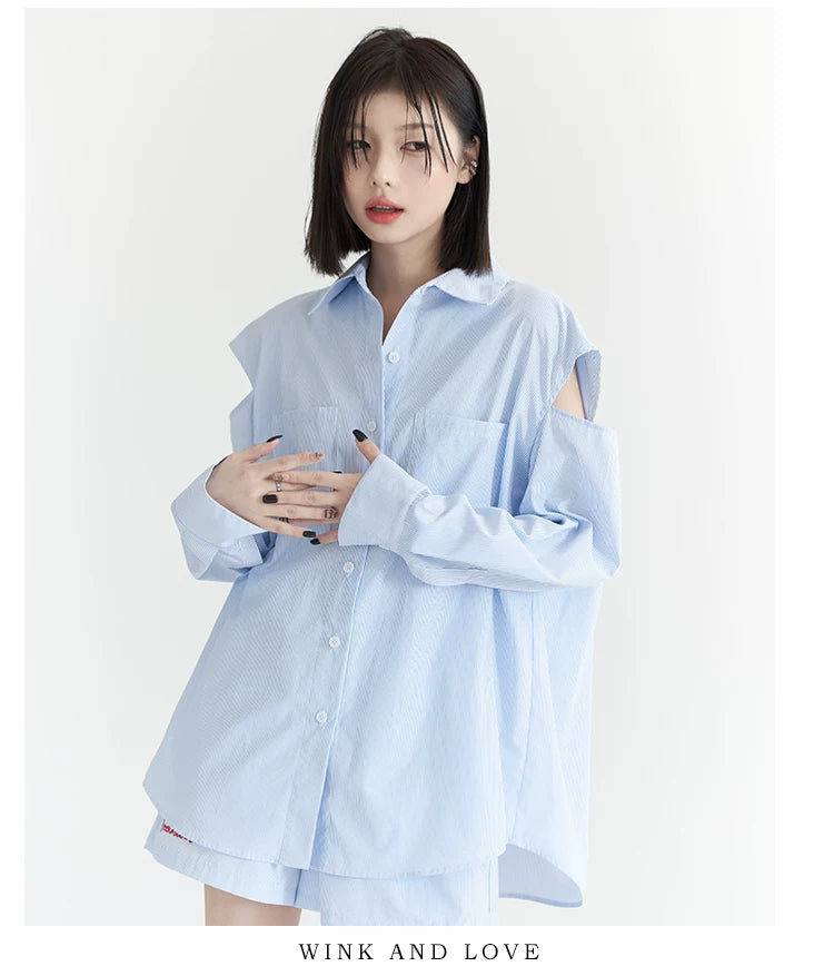 Oversize-Langarmshirt mit Schlitz & Shorts-Set
