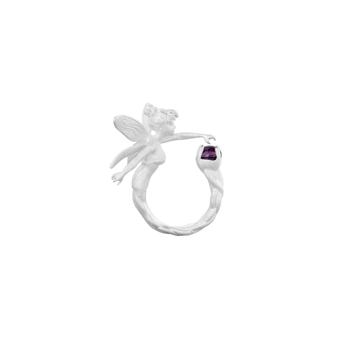 Flower Fairy Frosted Open Ring - Frosted Silver