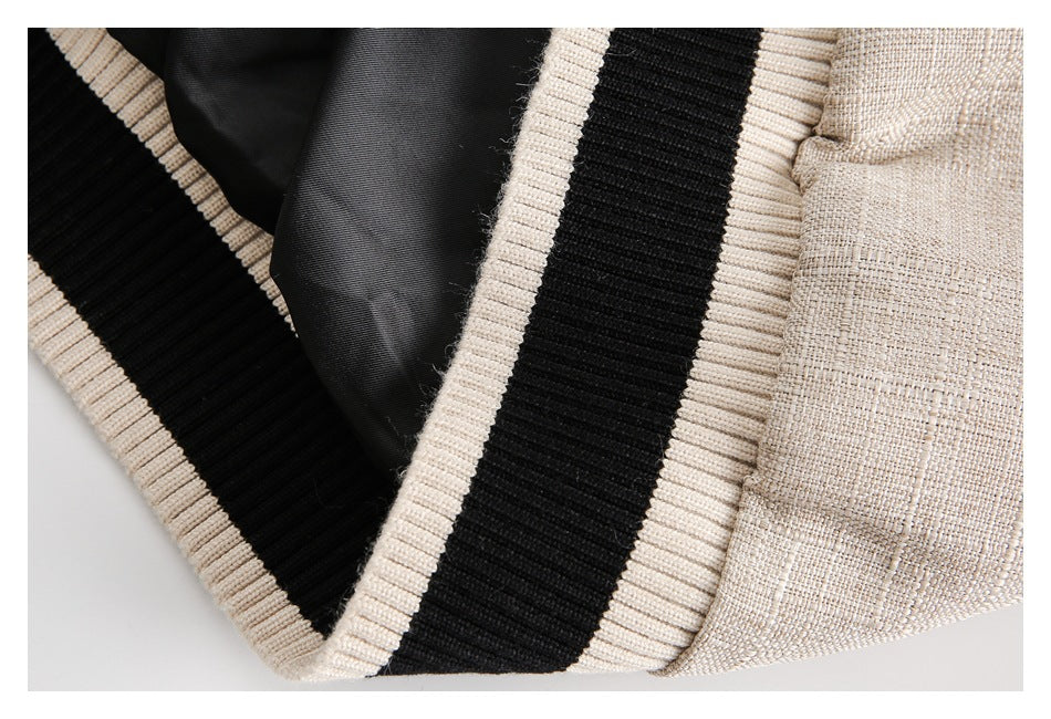 Veste de baseball unisexe rétro avec manches en cuir
