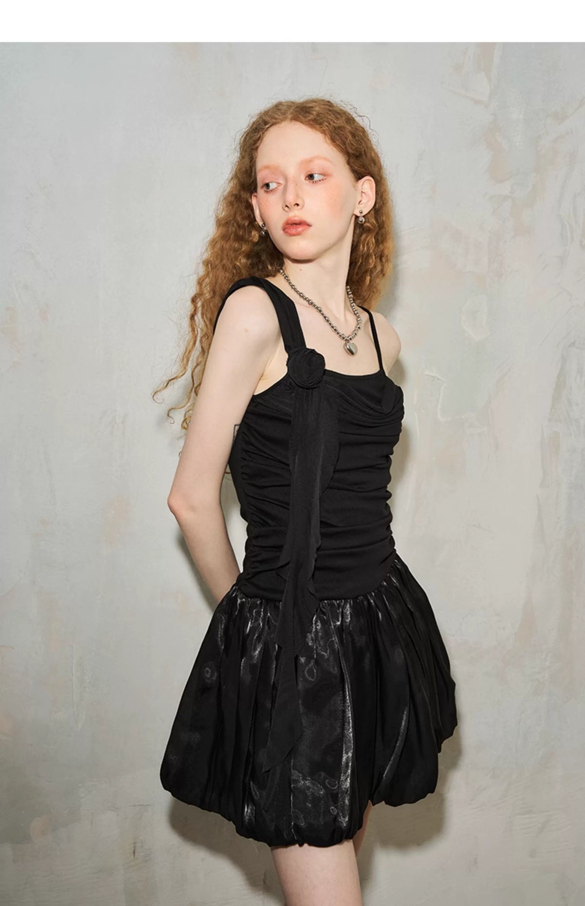 Rose Design A-Line Fluffy Tassel Slim Fit Dress