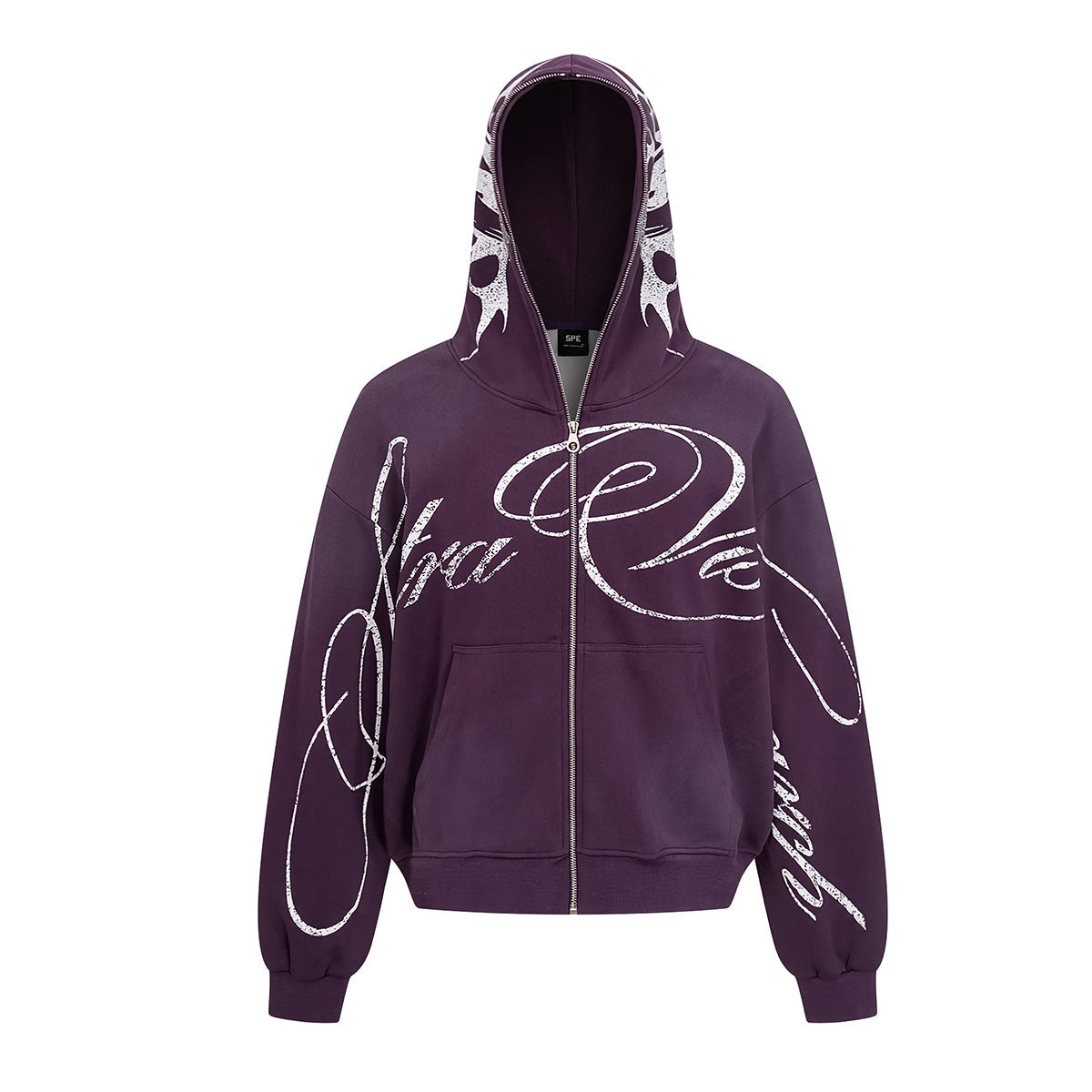 Letter Tribal Print Zipper Hoodie