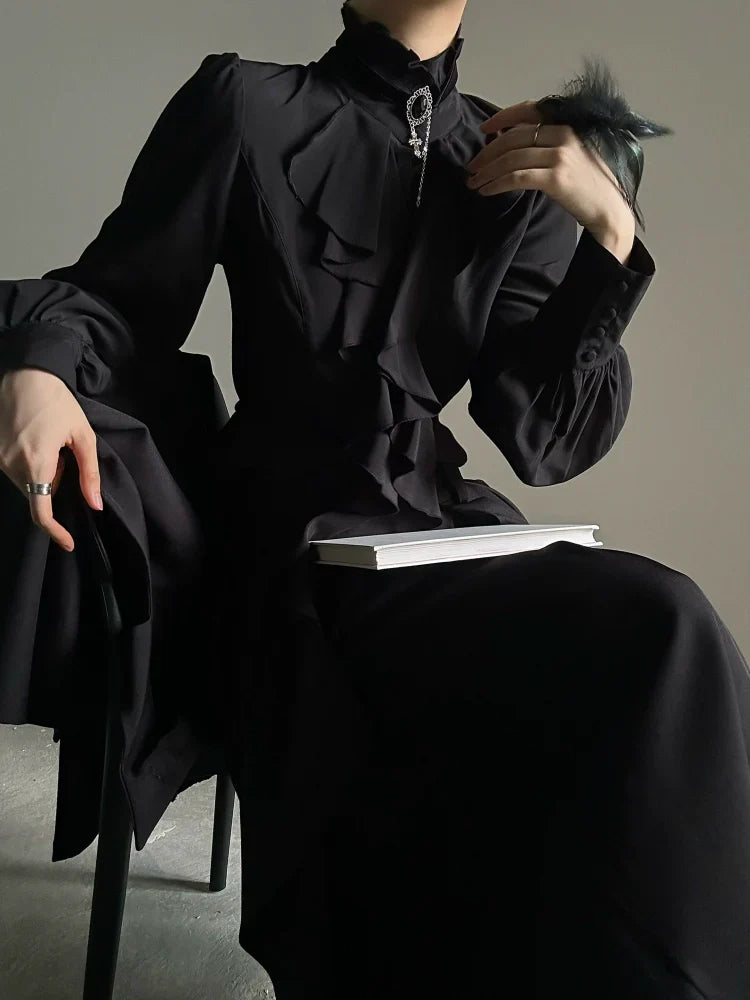 Ruffles Design Long Sleeve Shirt