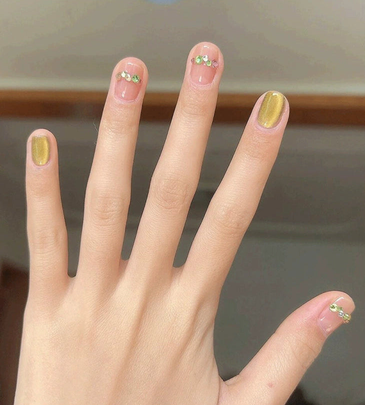 Green Wear Finished Handmade Fake Nails