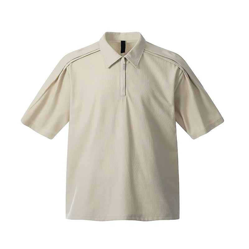 Half-Zipper Loose Polo Shirt