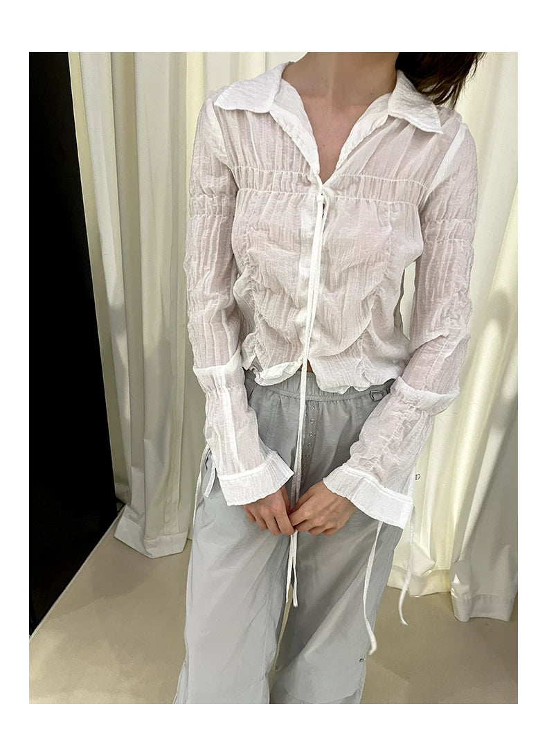 Strap Design Bubble Long Sleeve Shirt