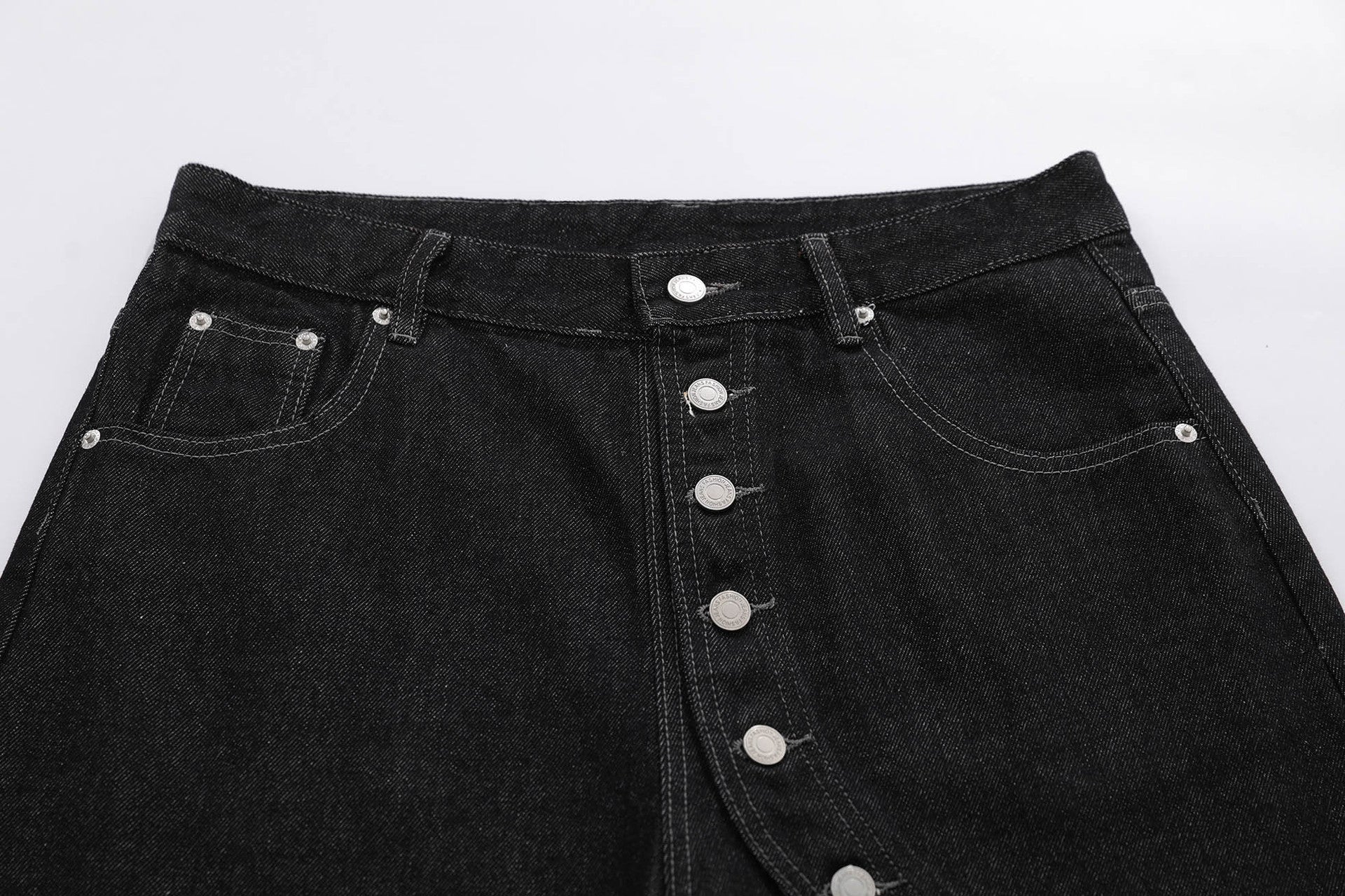 Raw Asymmetrical Button Denim Jort