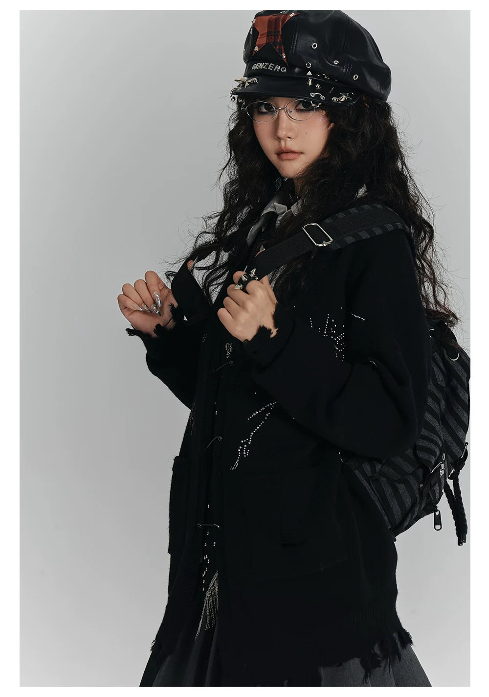 Safety Pin V-Neck Oversize Knit Cardigan