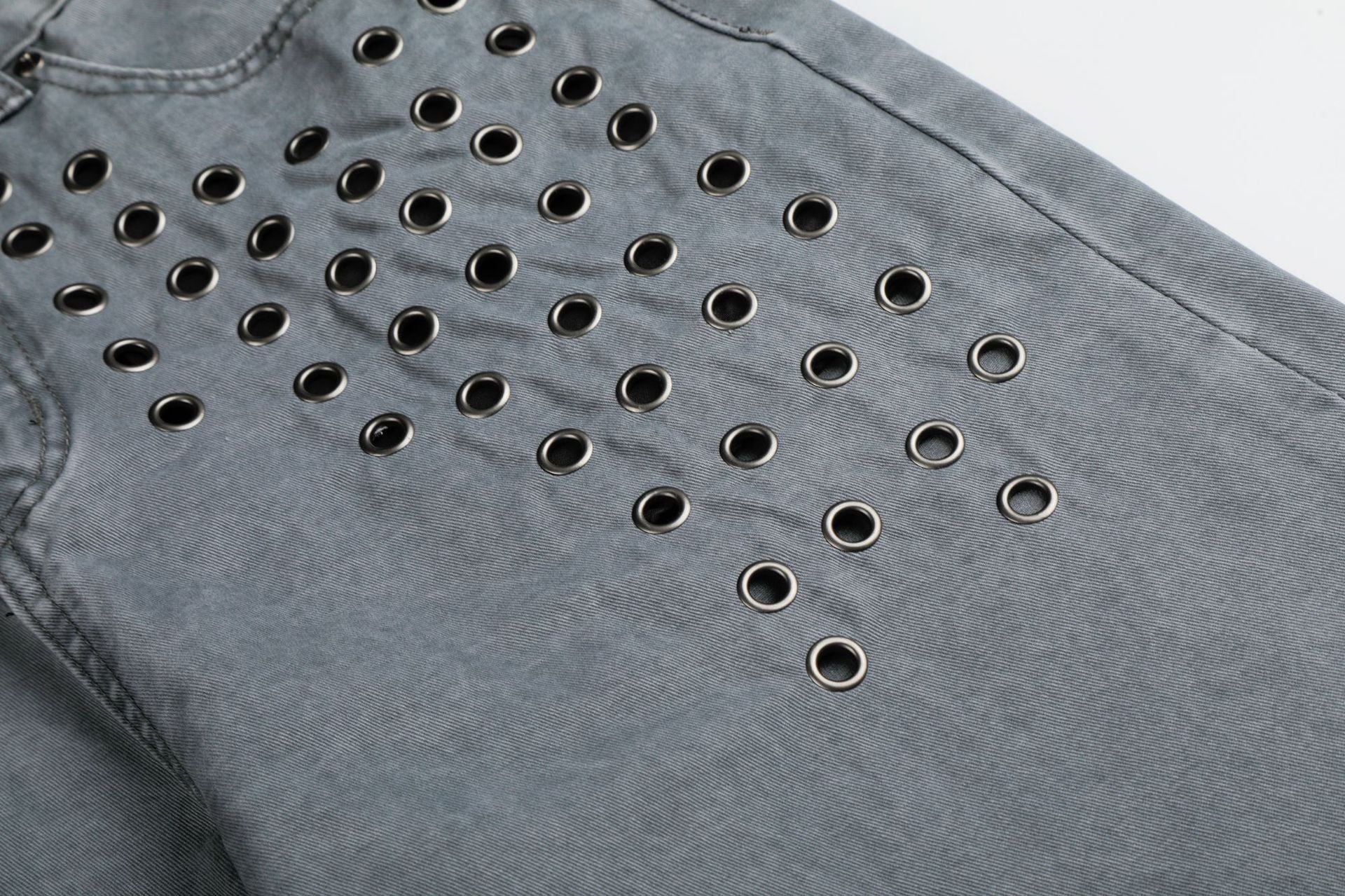 Washed Eyelet Wide Leg Denim Jeans