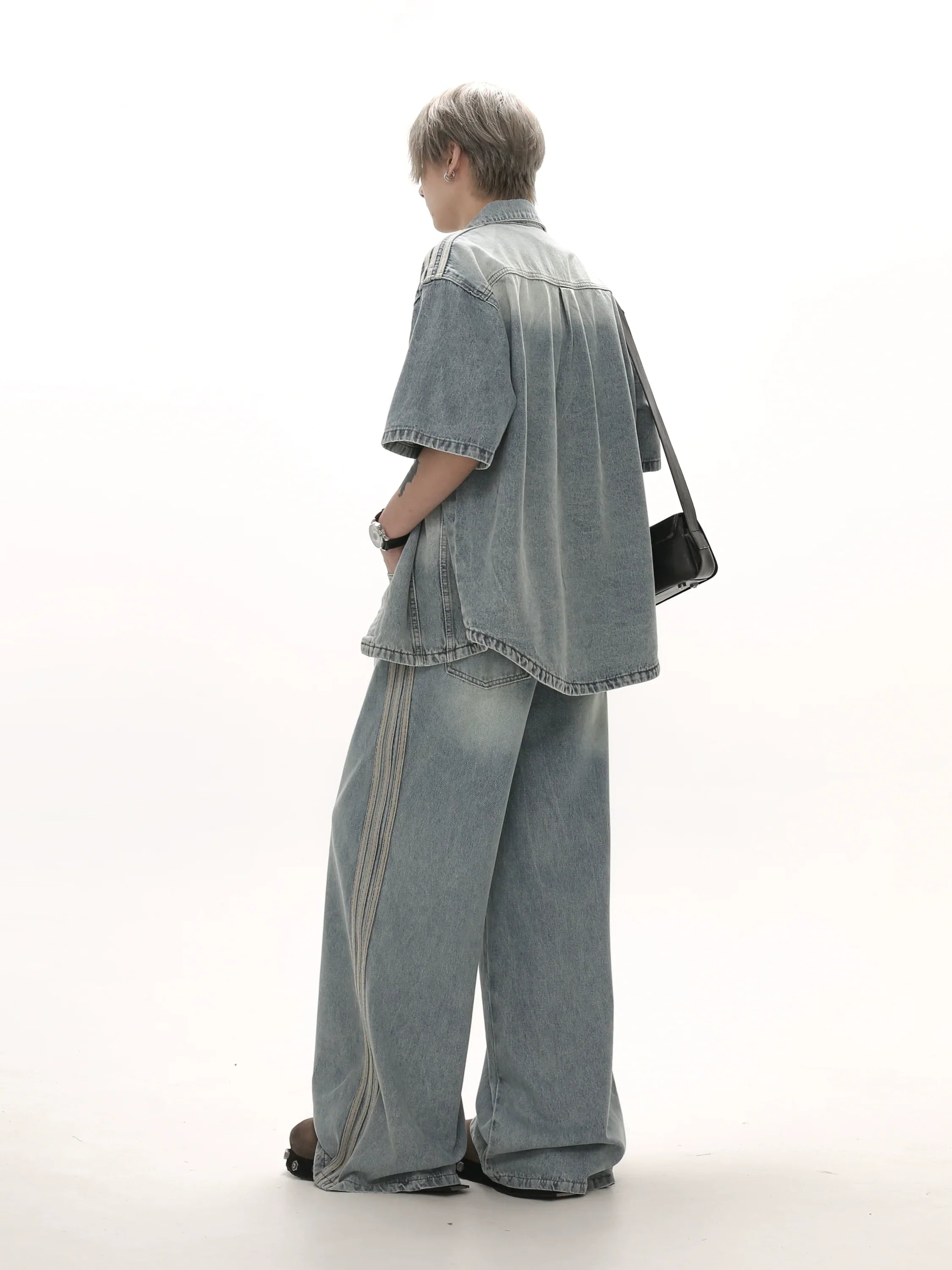 Wash Oversize Short Sleeve Denim Shirt