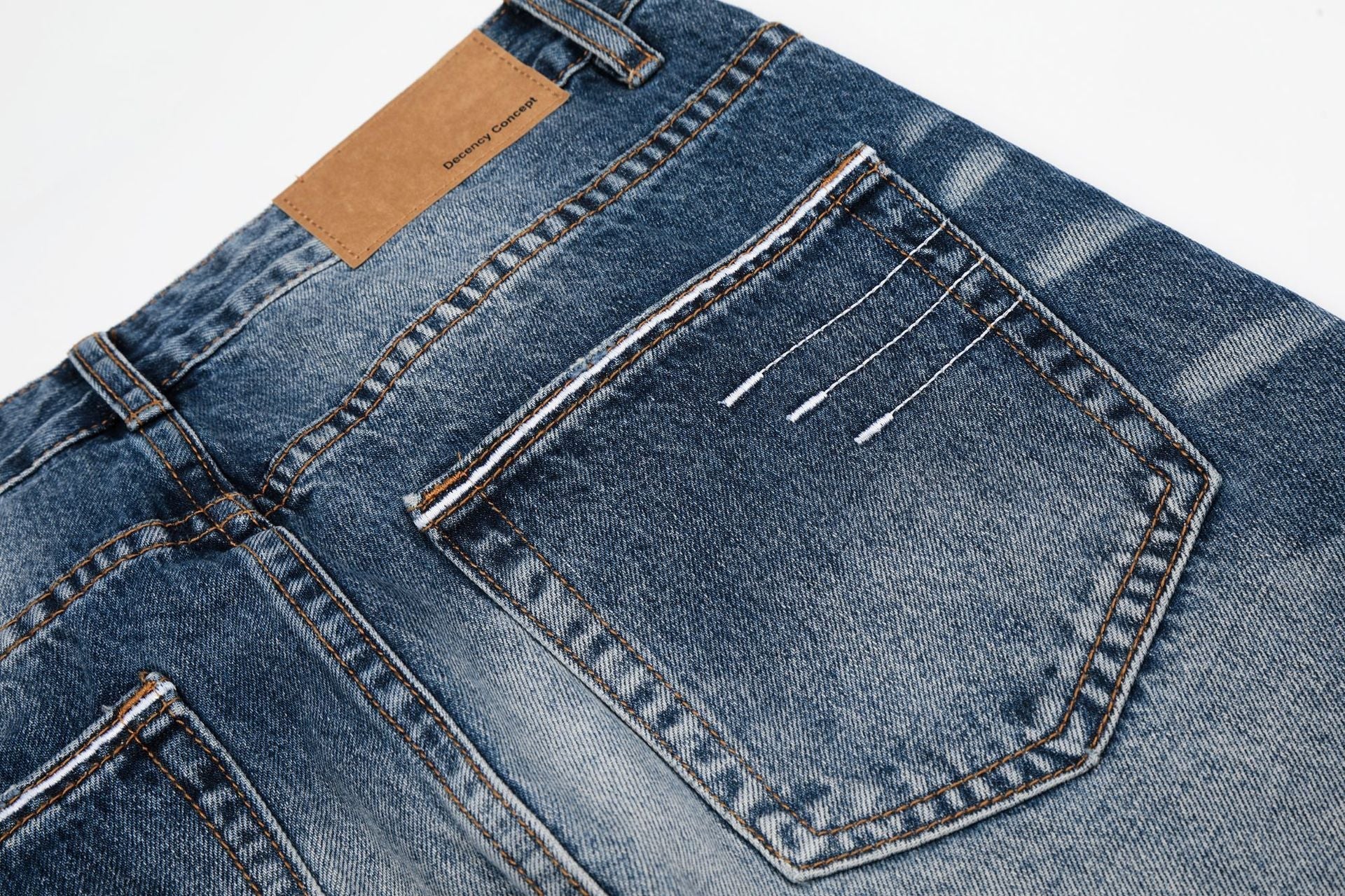 Whisker Washed Flare Denim Jeans