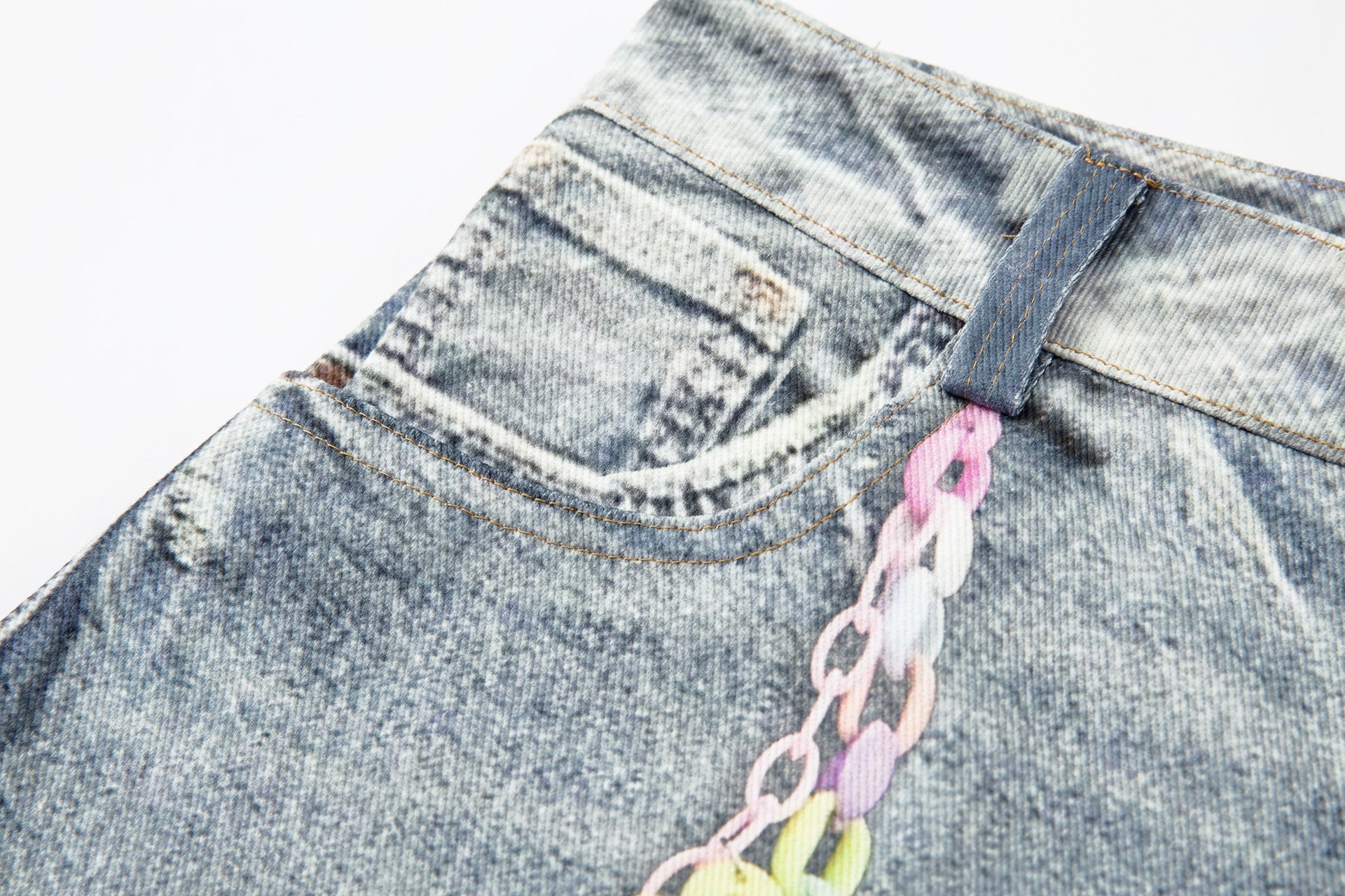 Washed Charm Patch Wide Leg Cropped Denim Jeans