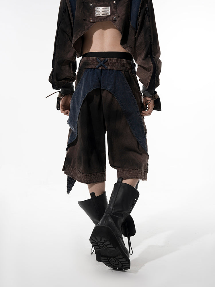 Patchwork Pullover Sweatshirt & Tank Top T-shirt & Short Setup