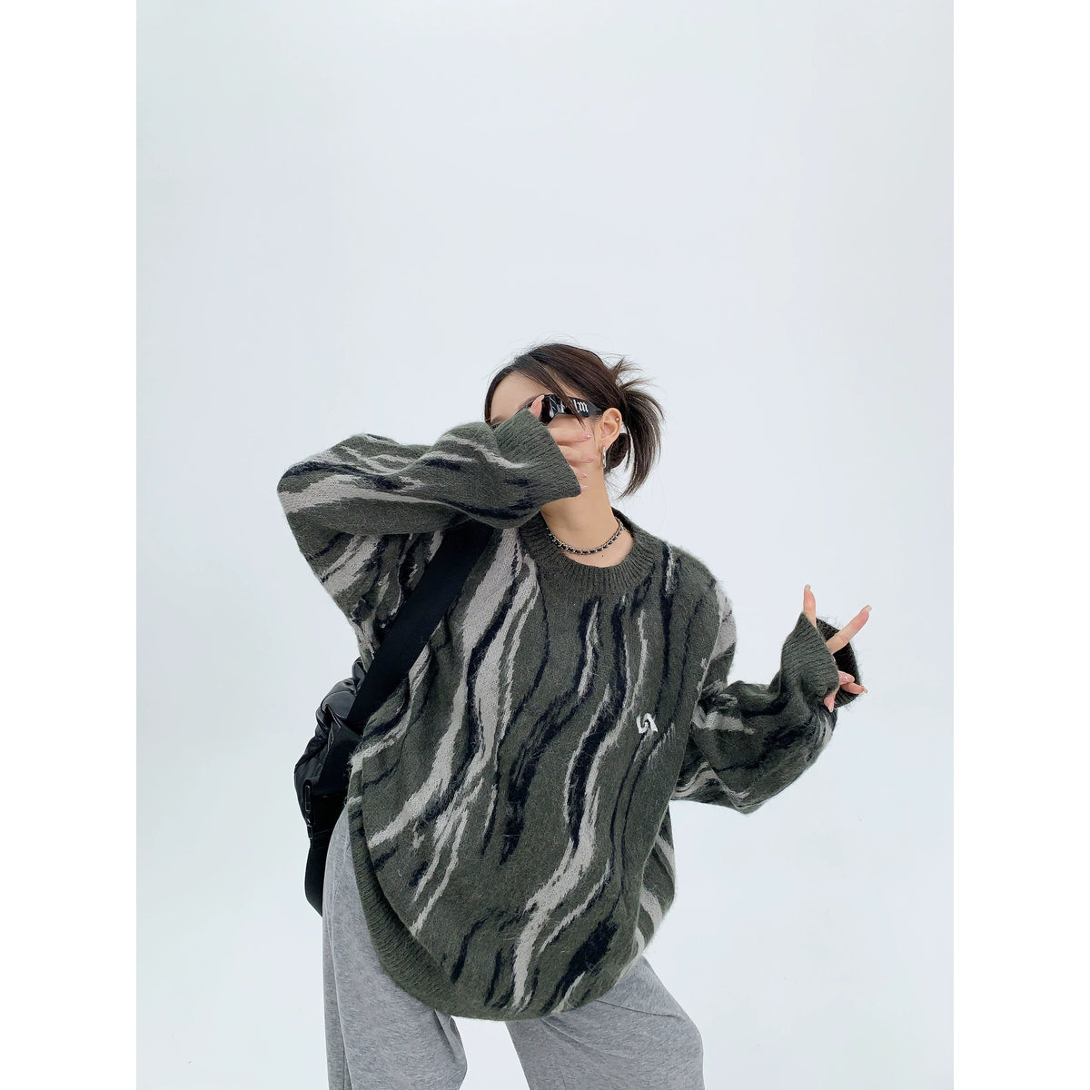 Pull oversize en maille à rayures Mrble