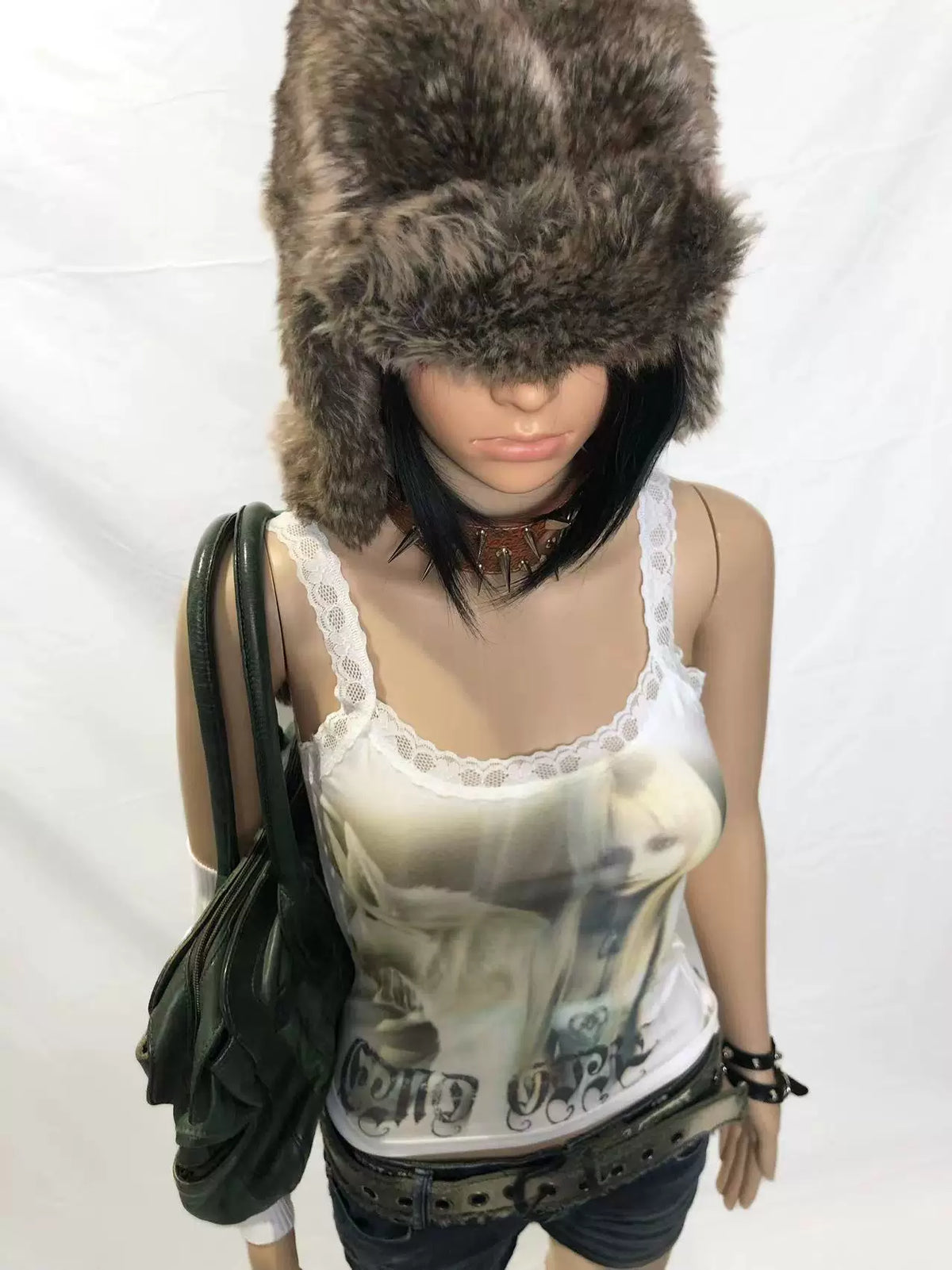 Angel Wolf Print Y2k Style Lace Camisole