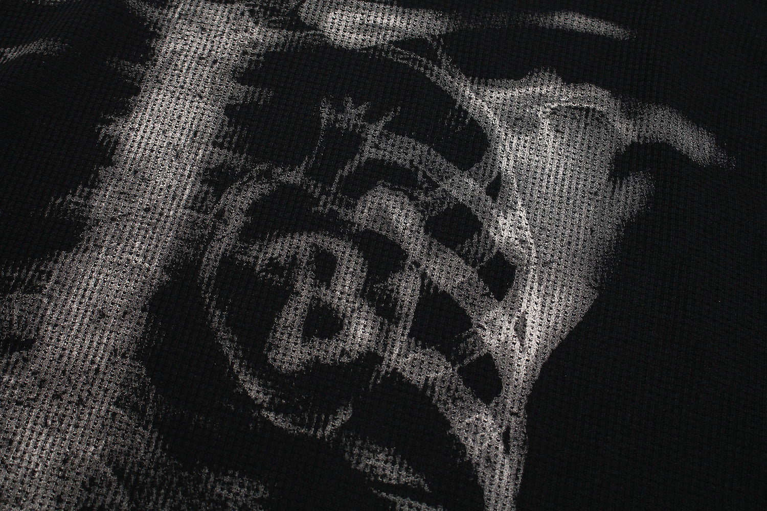 Skeleton Print Waffle Long Sleeve T-Shirt