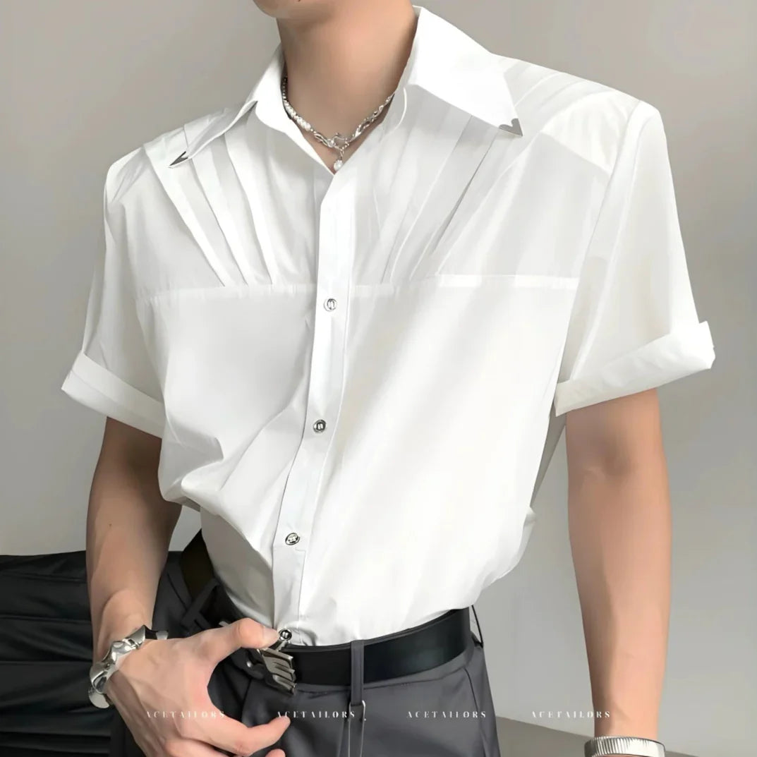 Pleated Wrinkle-Free Short Sleeve Shirt