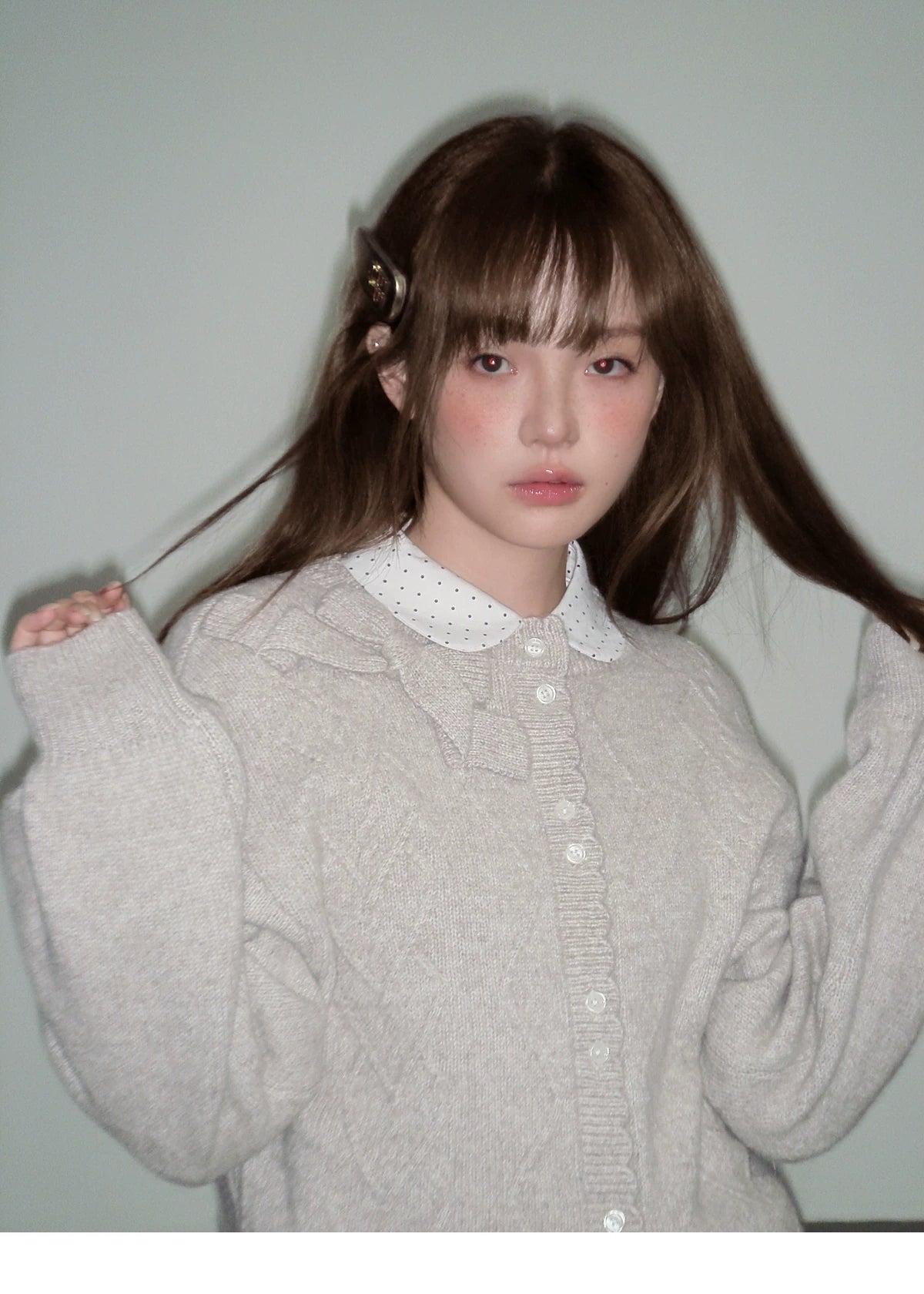 Moonlight Silhouette Bow Detail Wool Knit Cardigan