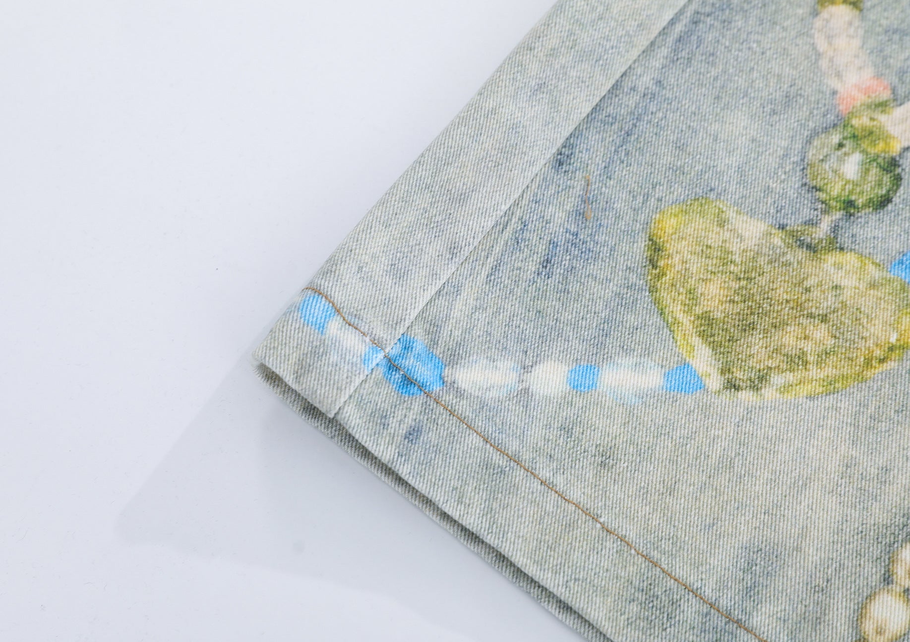 Paint Graphic Print Denim Jort