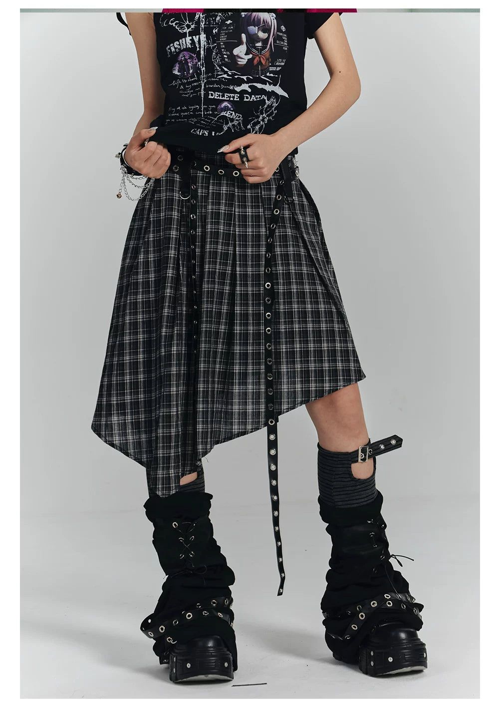 Irregular Plaid A-Line Skirt