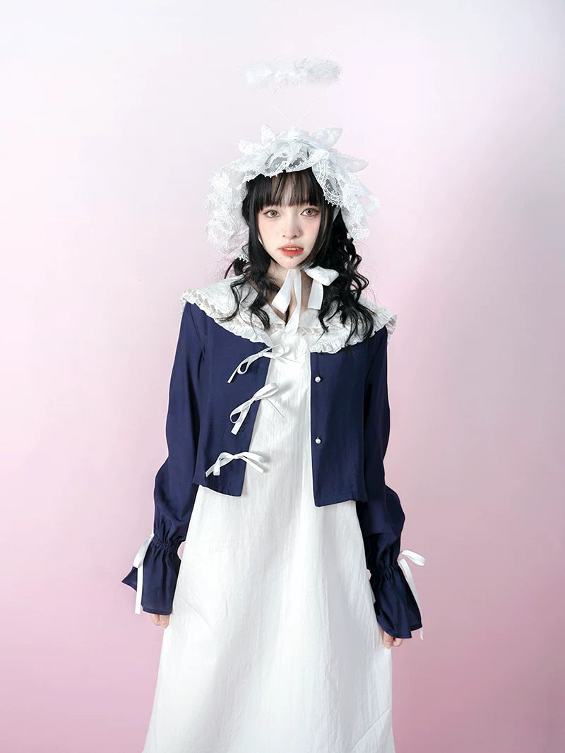 Bow Lace-Up Jacquard Lightweight Jacket