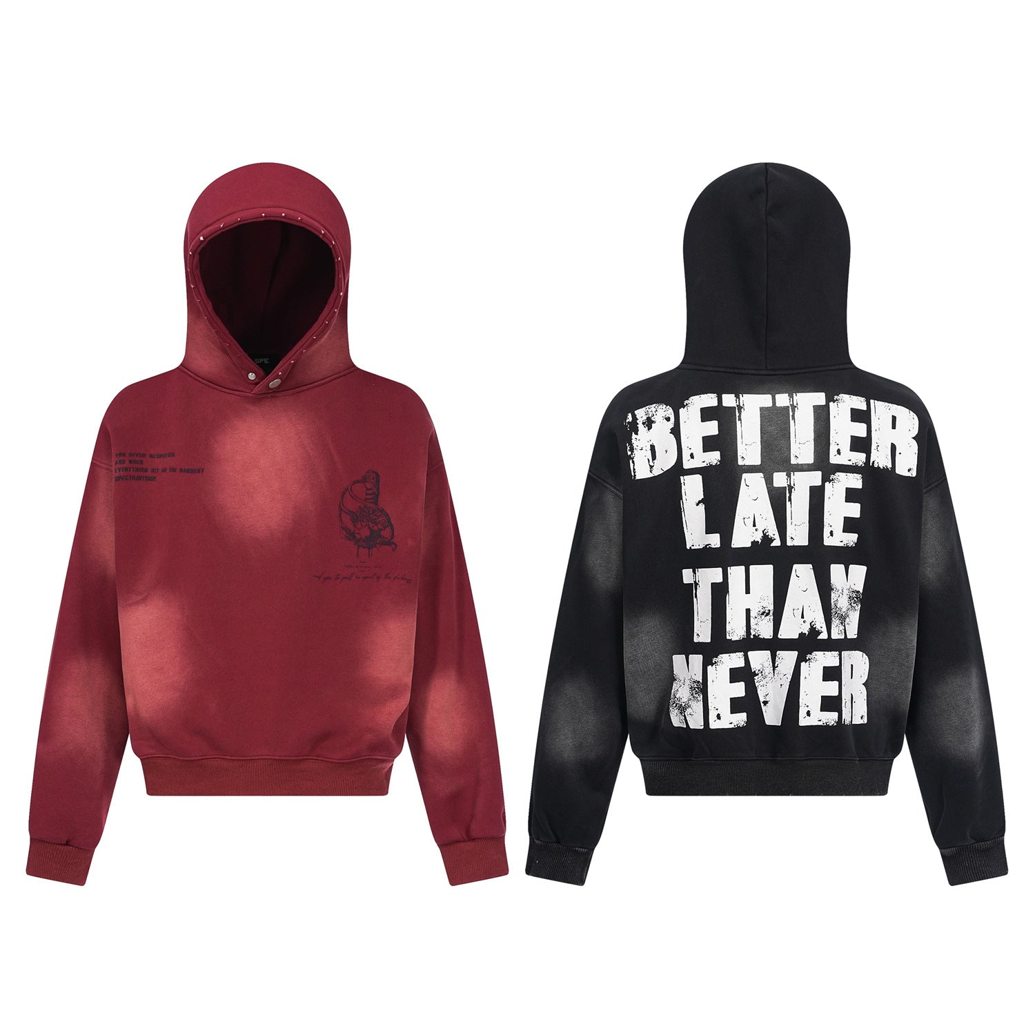 레터 프린트 플리스 안감 풀오버 후드 티셔츠