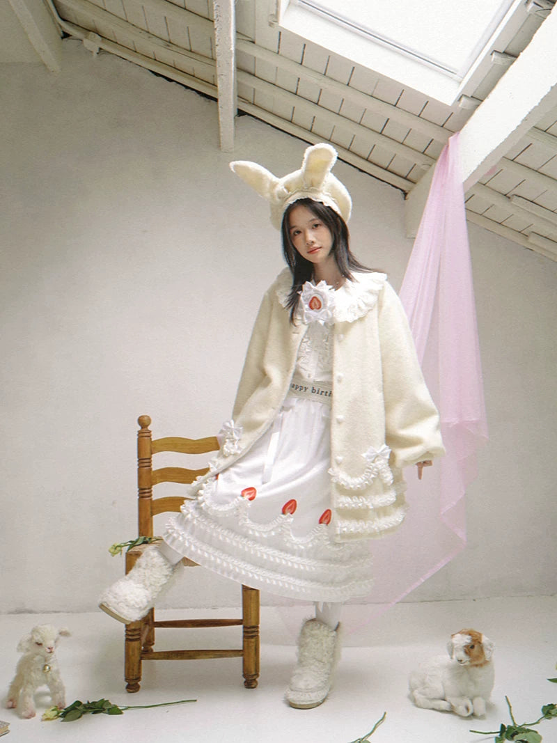 Lace Bow Puff Sleeve Coat