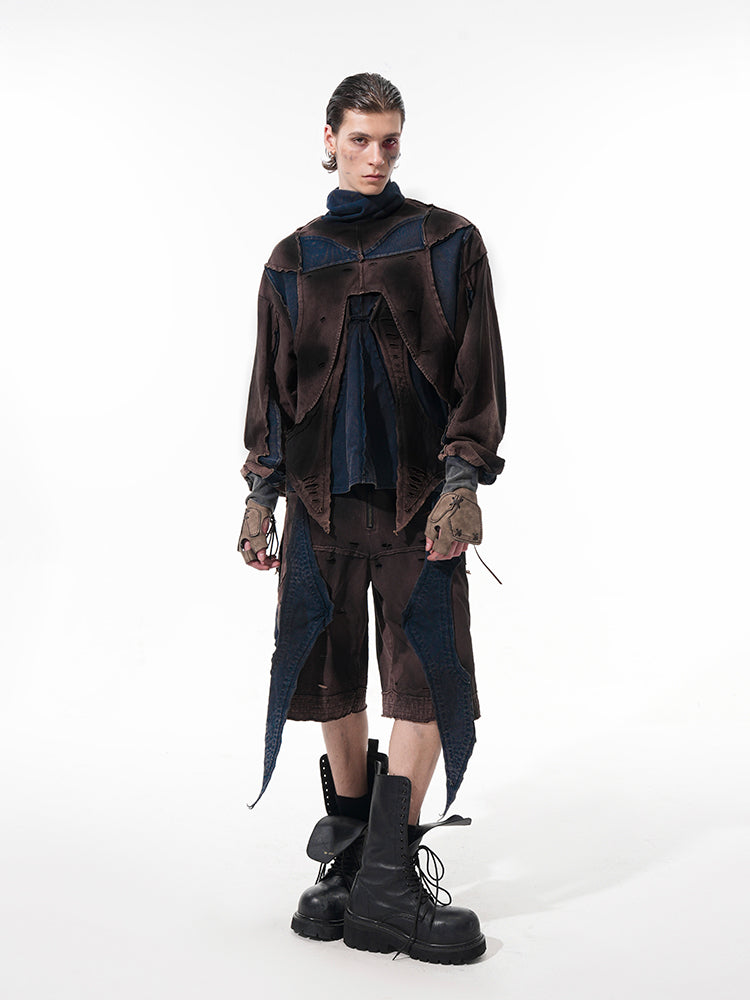 Patchwork Pullover Sweatshirt & Tank Top T-shirt & Short Setup