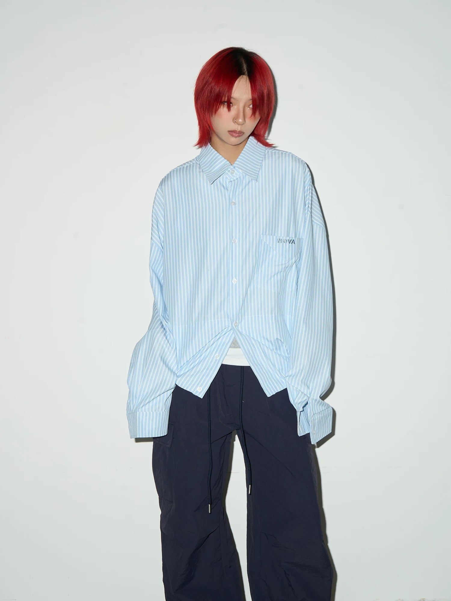 Stripe Oversize Long Sleeve Shirt