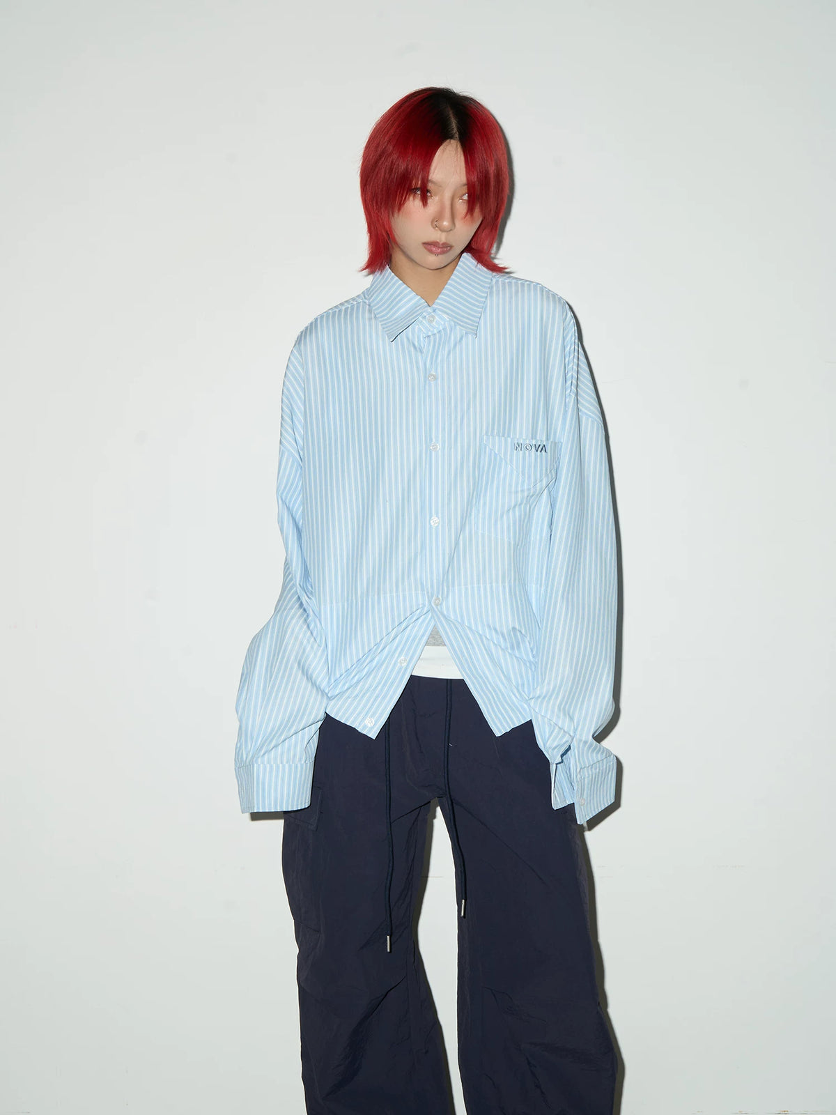 Stripe Oversize Long Sleeve Shirt