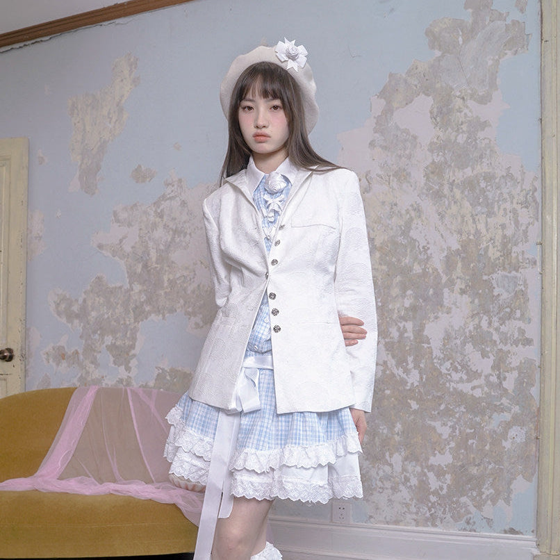 Rose Jacquard Sailor Collar Jacket