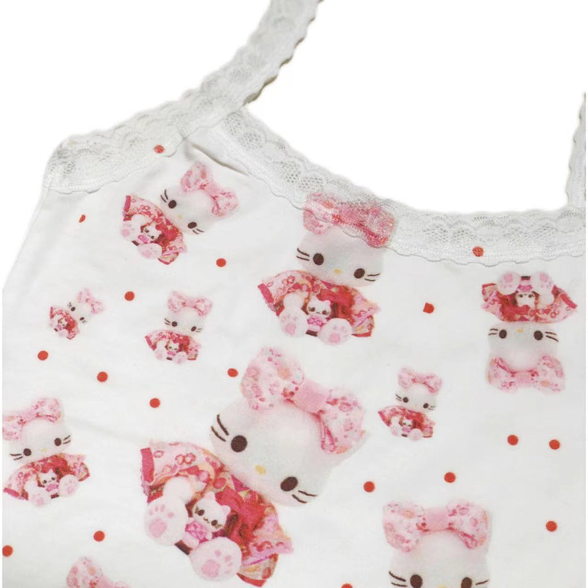 Polka Dot Cat Lace Tank Top