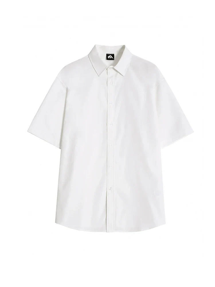 Lapel Solid Color Short Sleeve Shirt