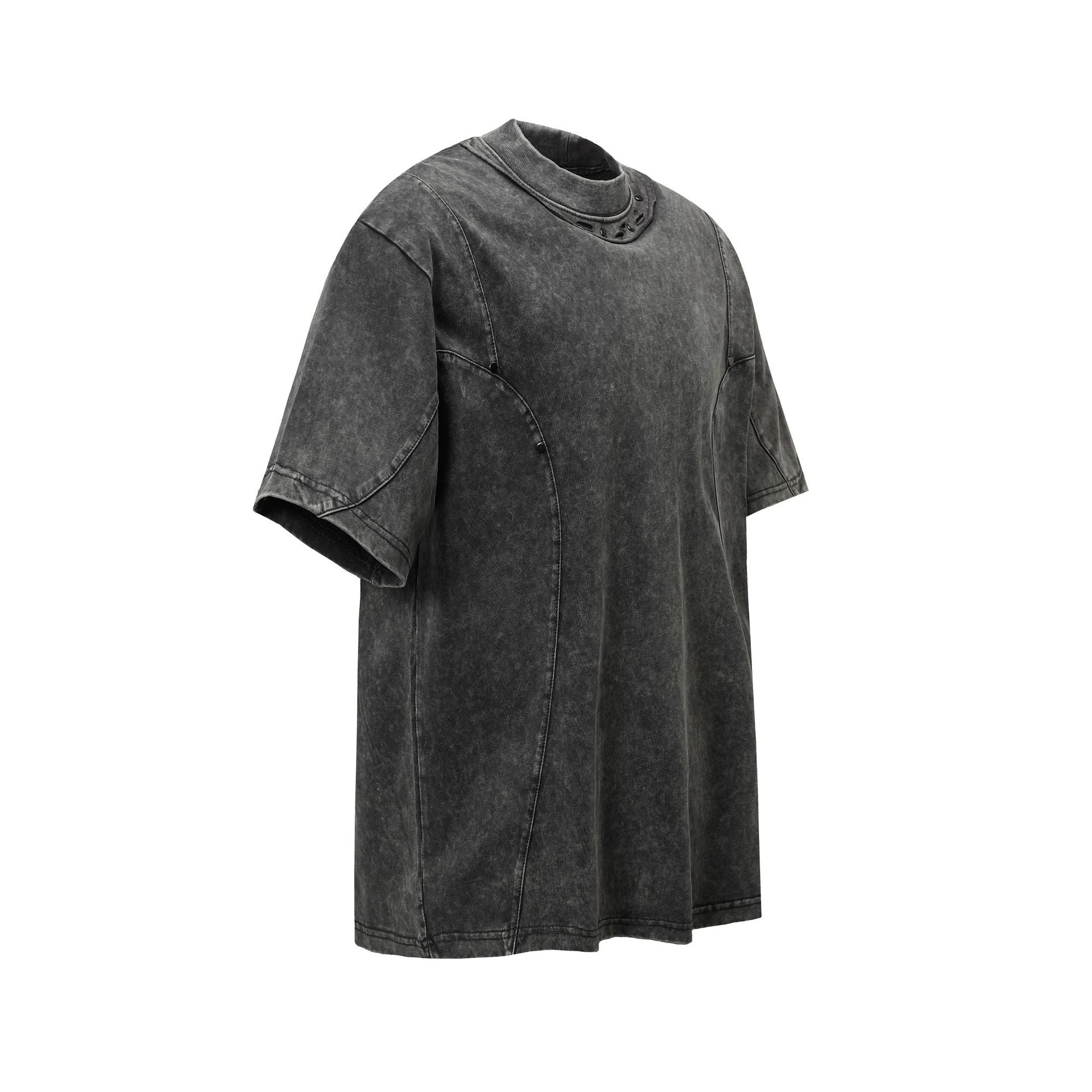 Heavy Washed Fade Stitching Short Sleeve T-Shirt