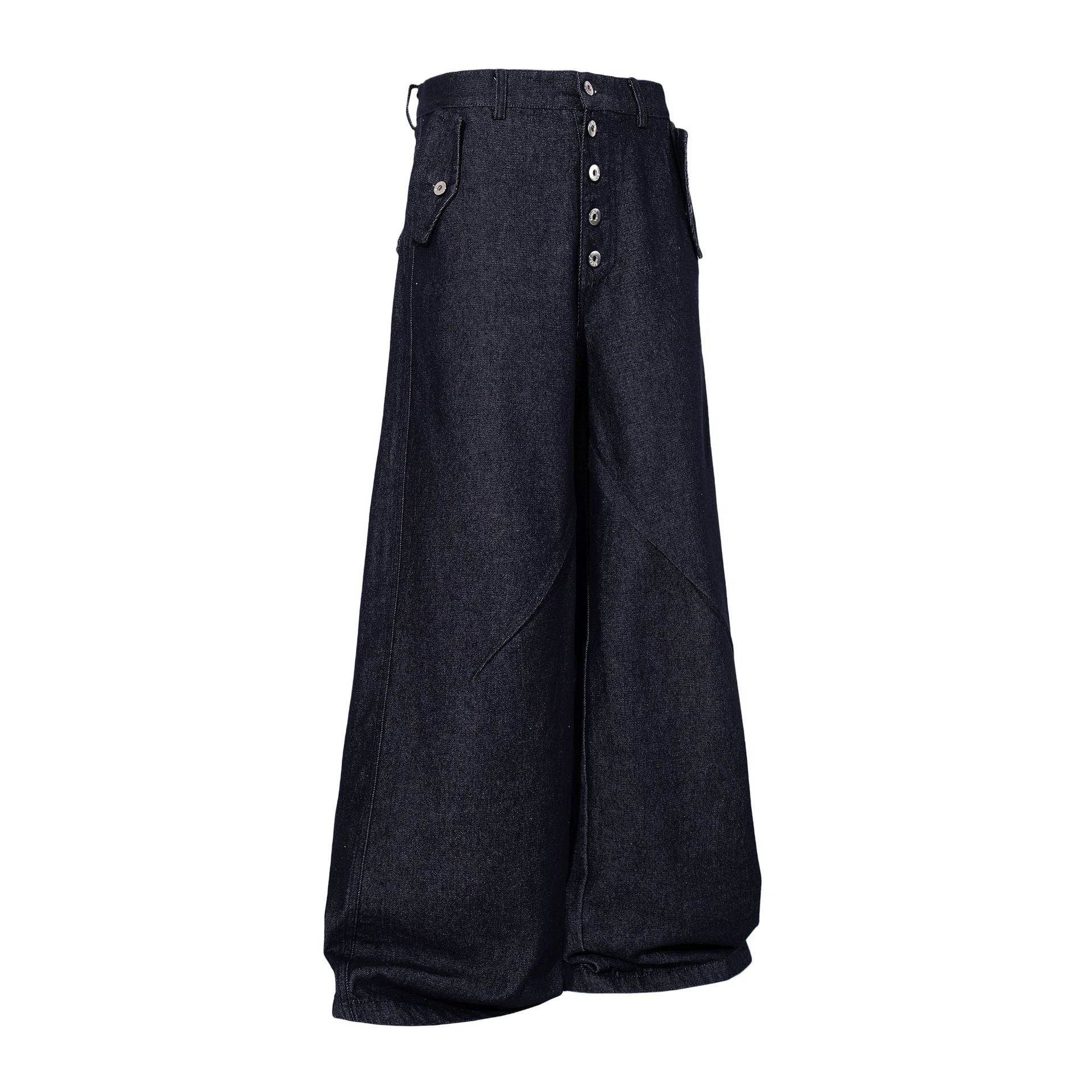 Raw Denim Deconstruction Wide Leg Denim Jeans