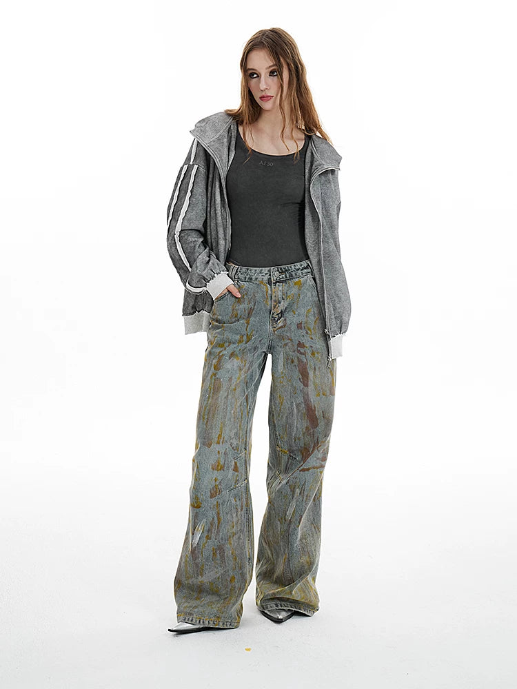 Washed Wide-Leg Denim Jeans