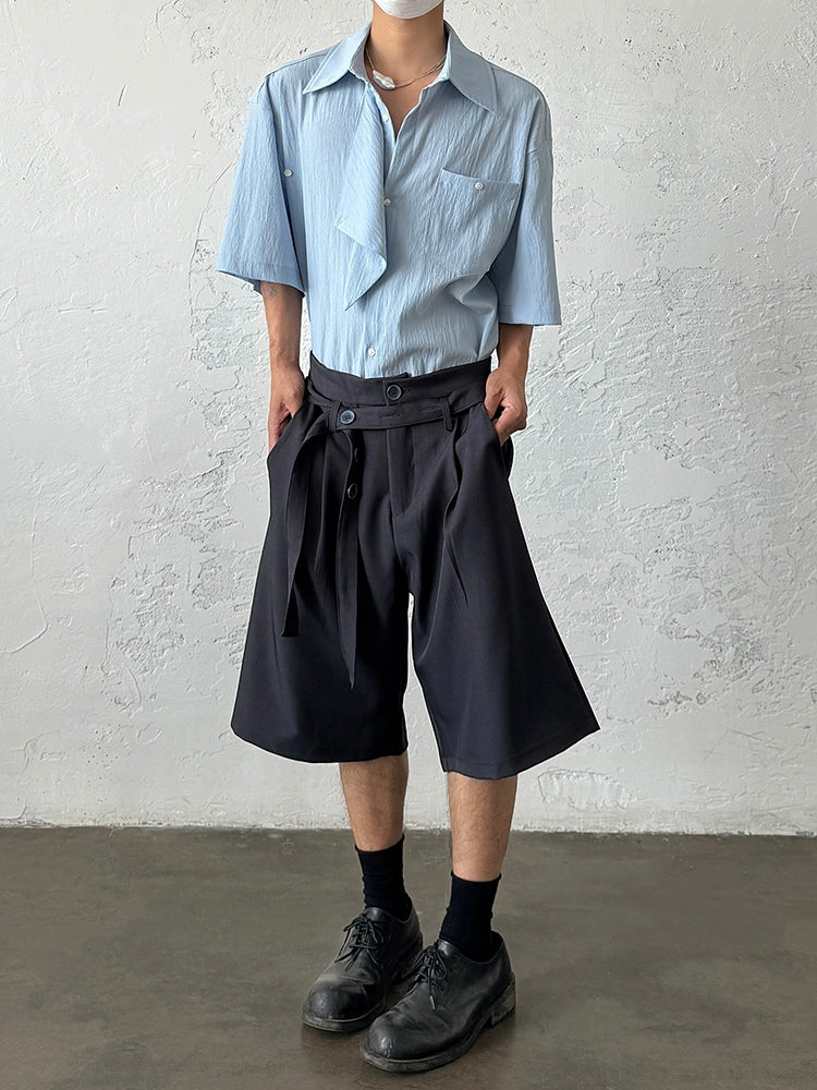 Asymmetrical Patchwork Short Sleeve Shirt