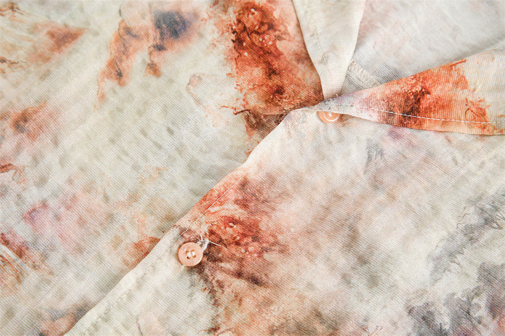 Inktverfschilderij Tie-Dye Korte Mouwen Shirt