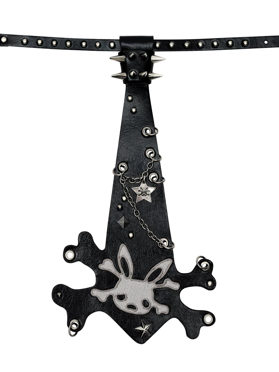 Collier cravate fantaisie tête de lapin