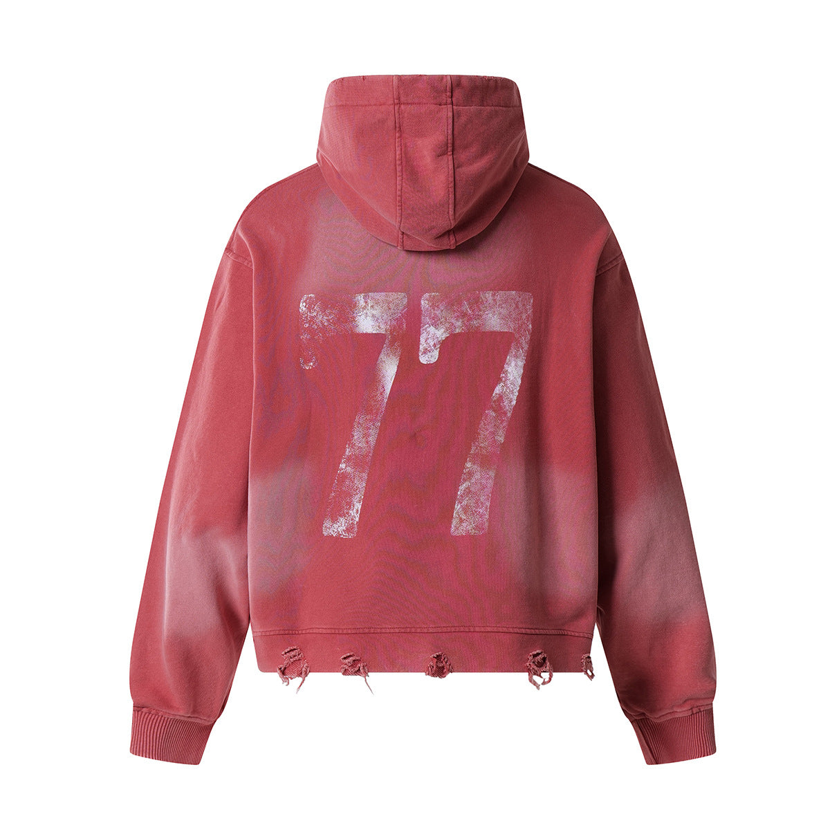Washed Letter Rhinestone Design Damage Hoodie