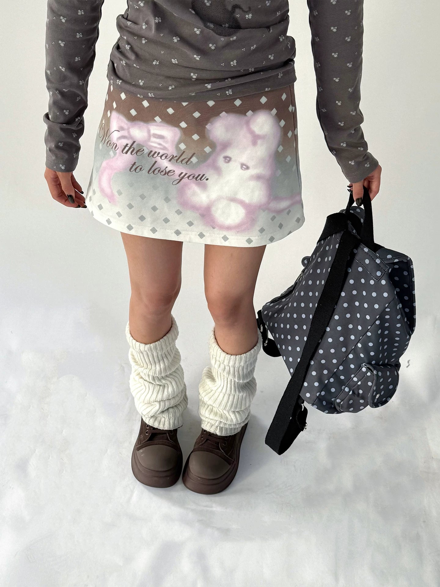 Graphic Print A-Line Short Skirt